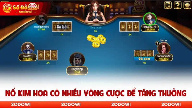 Nổ Kim Hoa SODO - Cách Chinh Phục Từ A - Z Cho Tân Thủ 3 Nổ Kim Hoa có nhiều vòng cược để tăng thưởng